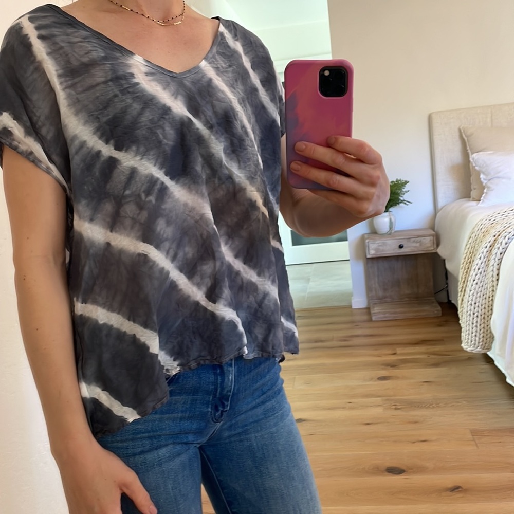 Velvet blouse, size small, slit back.